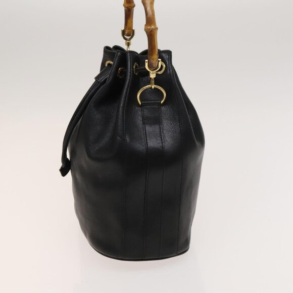 GUCCI Bamboo Hand Bag Leather 2way Dark Brown Gold Auth 125616 - Picture 4 of 16